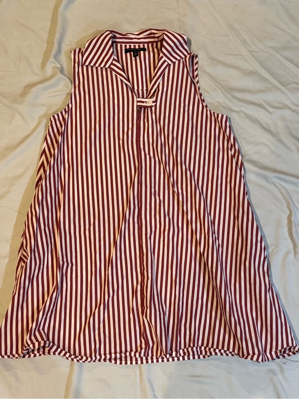 Banana Republic Red and White Striped Sleeveless Tunic Dress